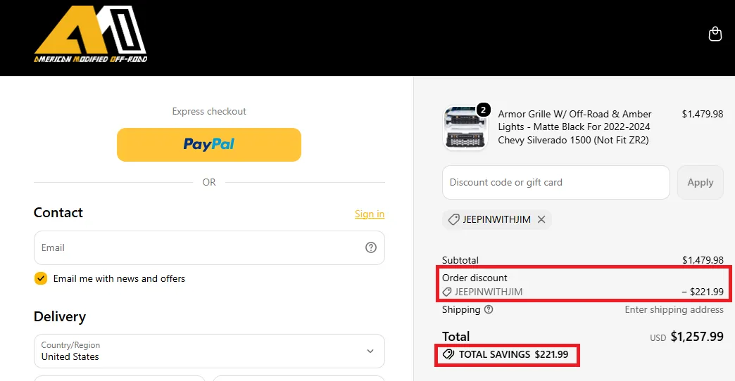 Amoffroad 15% off coupon code