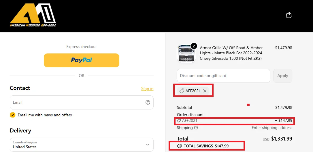 Amoffroad 10% off coupon